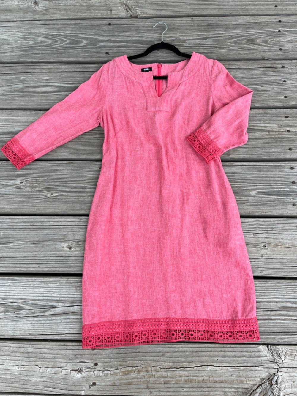 Talbots Pink Midi Dress with Crochet Trim